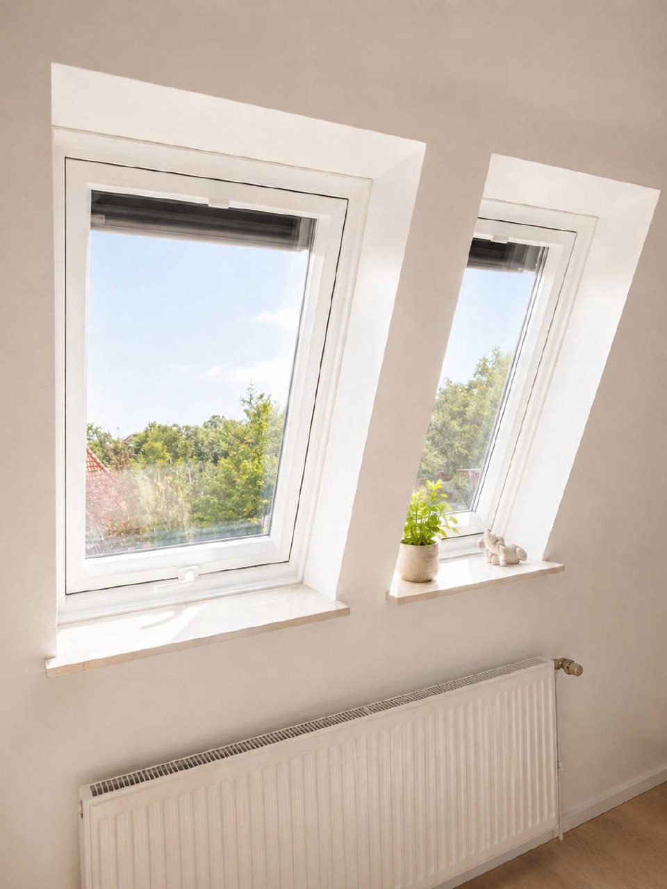 Heller Wohnraum mit viel Tageslicht durch Dachfenster